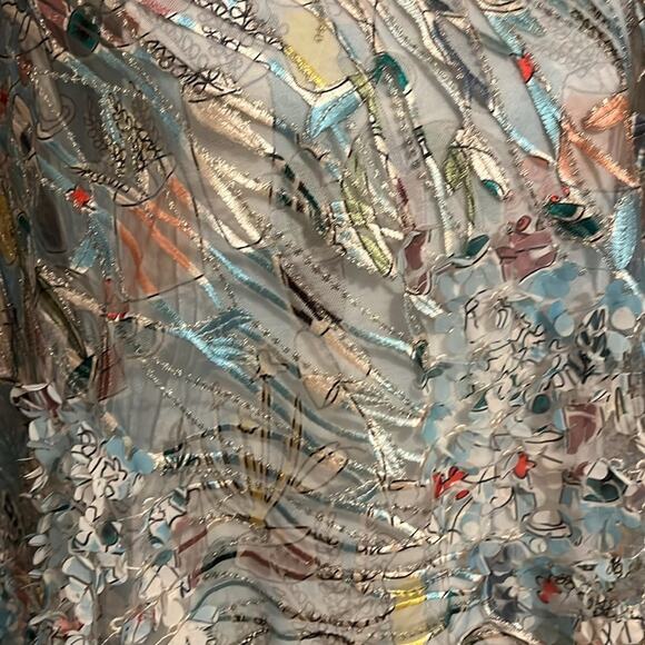 🎉 Peck & Peck Dressy Sheer Overlay Poncho 3D Unique Pattern Multi color Sz L/XL - Picture 2 of 5